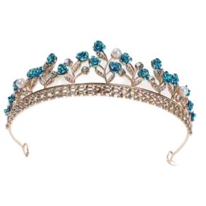 COVIEEZB Rhinestone Women Hair Hoop Rose Flower Pearl Brid Crown Headband Stylish Headwear Crystal Flower Tiara Girl Children