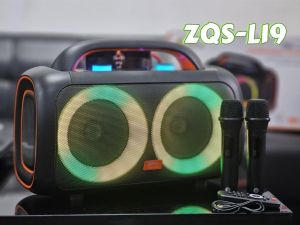 ลำโพงบลูทูธ รุ่น ZQS-L19 ดอก6.5นิ้ว2ดอก ฟรีไมค์ลอย2ตัว/รีโมท1ตัว รองรับAUX TF USB เสียบไมค์สายเพิ่มได้2ตัว ปรับไมค์ได้ เสียงเบสแน่น
