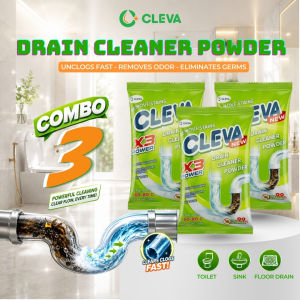 [COMBO 3] CLEVA Drain Cleaner Powder X3 100g - Dissolves Hair & Food Residues - Effortlessly Unclogs Sinks & Drains - Household Cleaning Agent- 0414