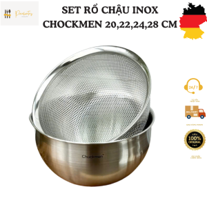 Rổ chậu inox CHOCKMEN bộ thau rổ CHOCKMEN bộ tô kèm rổ CHOCKMEN bộ thau rổ đa năng CHOCKMEN