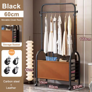 Lifinity Bedroom Floor Coat Rack Clothes Rack Wardrobe Rack Metal Garment Rack Heavy Duty with Side Storage Shelves