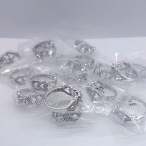 Original 925silver gold plated with white stone ladies ring cincin perak 925 untuk perempuan