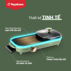 Bếp lẩu nướng điện đa năng Nagakawa NAG3104 (COMBO)bếp nướng lẩu đa năng Nagakawa-hộp sấy đũa bếp nướng lẩu đa năng nồi lẩu nướng đa năng với nút điều chỉnh nhiệt độ rễ dàng phủ một lớp men chống dính cao cấp