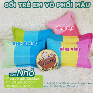 [HỎA TỐC] Gối trẻ em bông gòn Microfiber Polyester vỏ Cotton Cara nhiều kích cỡ size cho bé từ sơ sinh nằm họa tiết thêu dễ thương Urombaby