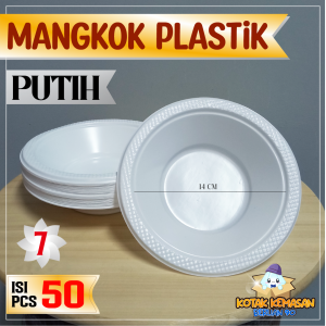 Mangkok Plastik M5 M6 M7 / Mangkok Putih Susu / Mangkok Pesta / Mangkok Sekali Pakai  1 Pack 50 Pcs