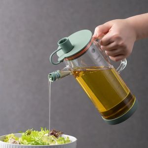 Large Glass Oil Bottle with Grip Premium Cooking Seasoning Olive Oil Dispenser Leakproof Sauce Vinegar Storage Pot