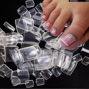 100pcs Square False Toe Nails Full Cover Natural White Clear Fake Toenail Acrylic Foot Nail Art Tips Manicure Tools