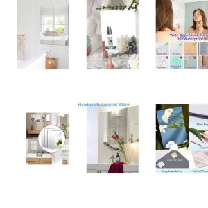 Kirilgu 4pcs Acrylic Mirror Sheets Flexible Non Glass Mirror Tiles with 16pcs Adhesive Stickers for Home Livingroon Decoration 3M8Q4
