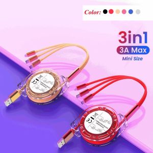 HUAYU Telescopic 3 In 1 Charging Cable Compatible For iPh Fast Charger Type C Micro USB Stretchable
