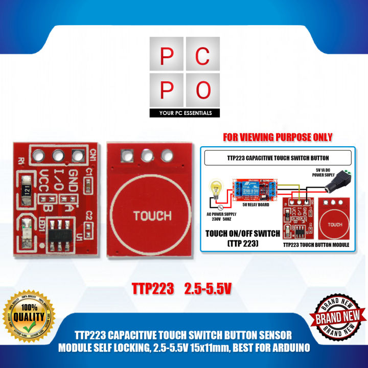 TTP223 CAPACITIVE TOUCH SWITCH BUTTON SENSOR MODULE SELF LOCKING, 2.5-5 ...