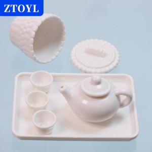 [COD]🔥🔥🔥ZTOYL 1 Set Dollhouse Scene Accessories Simulation Tea Kit Model Tea Pot Cup Tea Table Decoration Collectible Room Ornament