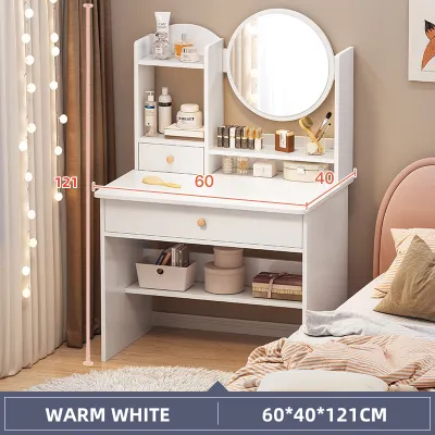 MaMaMiya Table With Mirror Furniture Dresser With Cabinet Led Light