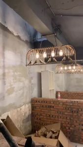 SXH Industrial-style vintage rope chandelier for internet cafes vintage bars restaurants creative birdcage bar counter shop window and store decorative lighting