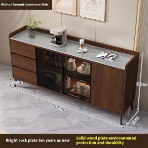 CraftedLiving SG-Modern Minimalist Solid Wood Sideboard Cabinet Stone Slab Countertop Kitchen Storage Cabinet For Condo Home