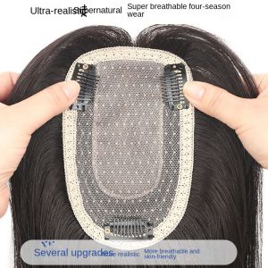 9X14cm Tóc thật 100% cho tóc mỏng hoặc trắng tăng độ phồng không đường may màu đen tự nhiên và nâu mocha lớp phủ mỏng nhẹ thoáng khí cho sự tự tin cho phụ nữ