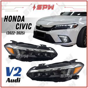 Honda Civic FE (2022-2025) V2 Audi Headlamp Headlight Dynamic LED Daylight Head Lamp Head Light Headlamps Headlights Running Signal Light 2022 2023 2024 2025