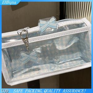 [COD] Sweet Bow Zipper Transparent Pencil Case Box Student Stationery Storage Bag Large Capacity Makeup Bag Cartoon Zipper Pen Bag