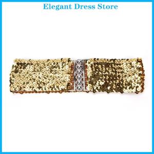 [K&P Elegant]👗👗 Bling Womens Sequins Elastic Stretch Wide Waist Belt Waistband Casual