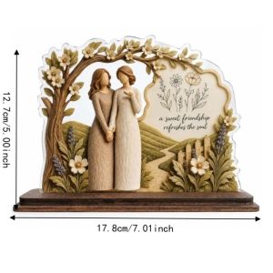 TEN Acrylic Wood Friend Gift for Women Sincere Desk Shelf Decor Friends Birthday Gifts Creative Thoughtful Friendship Keepsake Decor for Friends