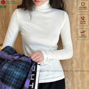Áo giữ nhiệt nữ Hiền Trần BOUTIQUE cổ lọ dài tay chất vải cotton mềm mại kiểu dáng suông phong cách thanh lịch A14 Women