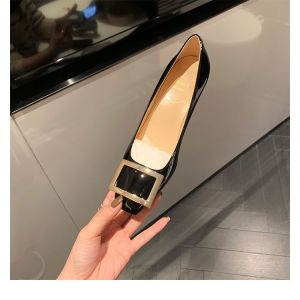 34-42 kích thước lớn phụ nữ vuông Toe Rhinestone Giày Ba lê bệt mềm mại thoải mái làm việc Giày dáng thuyền