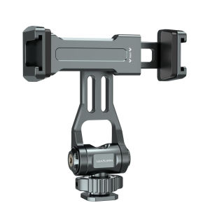 Phone Mount for Camera Hot Shoe Aluminum Alloy 360° Adjustable Camera Phone Holder with 2 Additional Cold Shoe Mounts Phone Holder