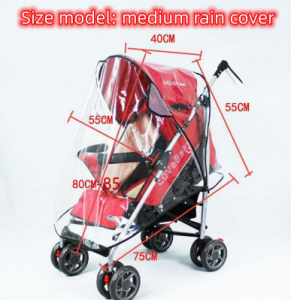 Baby stroller rain cover EVAU-shaped transparent zipper waterproof rain cover to cover the wind