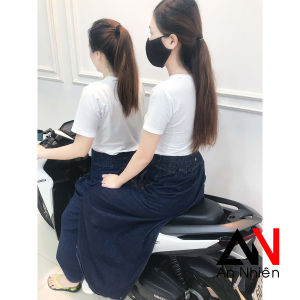 váy chống nắng xẻ tà có nút bấm chân chất vải jean