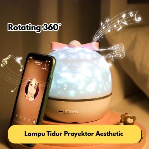 Lampu Tidur Proyektor Aesthetic Rotating 360° BR132 Nightlamp Karakter Lucu Hias Malam