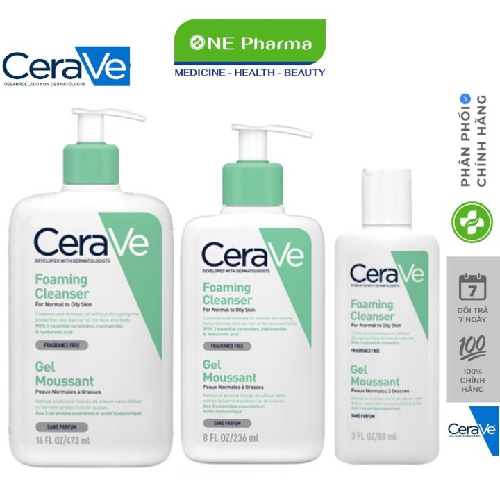 Sữa rửa mặt CeraVe dành cho da thường và da dầu CeraVe Foaming Facial Cleanser 473ml