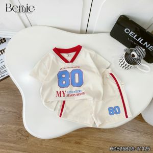 Set thun thể thao màu đỏ be ADVENTURE bé trai áo thun và quần từ 8 đến 28kg BERNIE H0525B26
