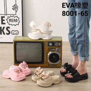 [Free Shipping] New Korean-Style Casual WomenS Thick-Soled Bow-Knot Wedge Heel Slip-On Sandals EVA Outdoor High-Heeled Slippers