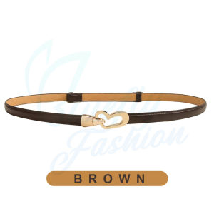 Womens Adjustable Genuine Leather Belt with Fashionable Heart-shaped Buckle