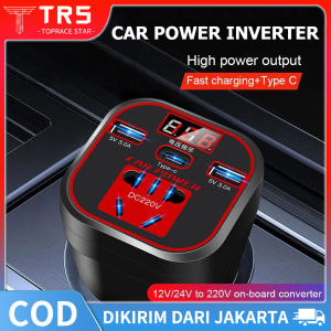 Car Power Inverter 200W 12V / 24V Pengisi Daya Inverter 220V Car Charger 2 USB High Power Charger Mobil Power Converter Inverter Charger Inverter Daya Mobil