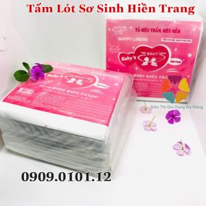 Tấm lót sơ sinh chính hãng Hiền Trang cao cấp bịch 100 tấm miếng lót phân su thấm hút mềm mịn