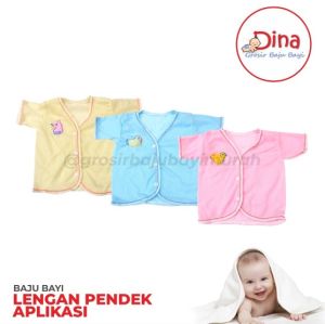 6 lembar baju bayi aplikasi lengan pendek
