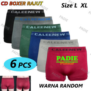 PADIe - 6 Pcs Celana Dalam / CD Boxer Pria Laki Cowok Spandek Rajut FASHION MAN Tanpa Jahitan Size L XL XXL