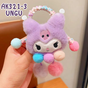 Ikat Rambut Korea Anak Cinnamoroll Sanrio Pom Pom Boneka Lucu Aksesoris Kunciran Karet Rambut