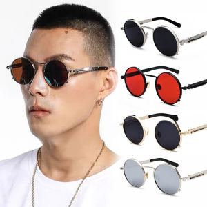 Vintage Retro Round Metal Frame Steampunk Sunglasses UV Resistant Gothic Punk Eyewear Classic Lightweight Shades Fashion Accessories For Men Women Daily Outdoor