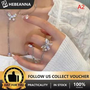 hebeanna สร้อยคอผีเสื้อคริสตัลแวววาวสร้อยคอแบบหลายชั้นที่สวยงามสำหรับผู้หญิงเครื่องประดับแสนสวยเทรนด์2022