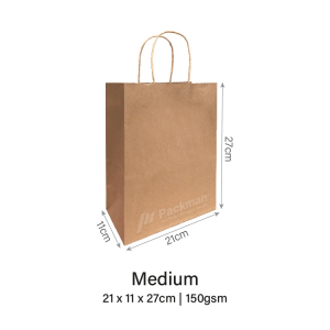 Kraft Paper Bags - Twisted Handle Paper Bag Brown Gift Bag Goodie Bag Mooncake Lantern Festival Food Festive Bags