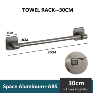 🚚SG Seller🚚 Towel rack space aluminum pole drill-free bathroom storage rack self-adhesive shoe rack pot lid rack supplies rack