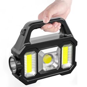 MIKE DUNBAR Waterproof Solar Searchlight Zoomable COB Technology Handheld Flashlight Handheld 6 Lighting Modes Camping Work Light Camping