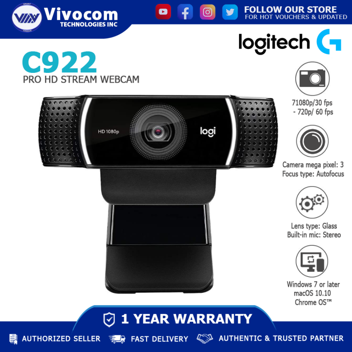 Logitech C922 PRO Autofocus Webcam Built-in Microphone Full HD Anchor Camera