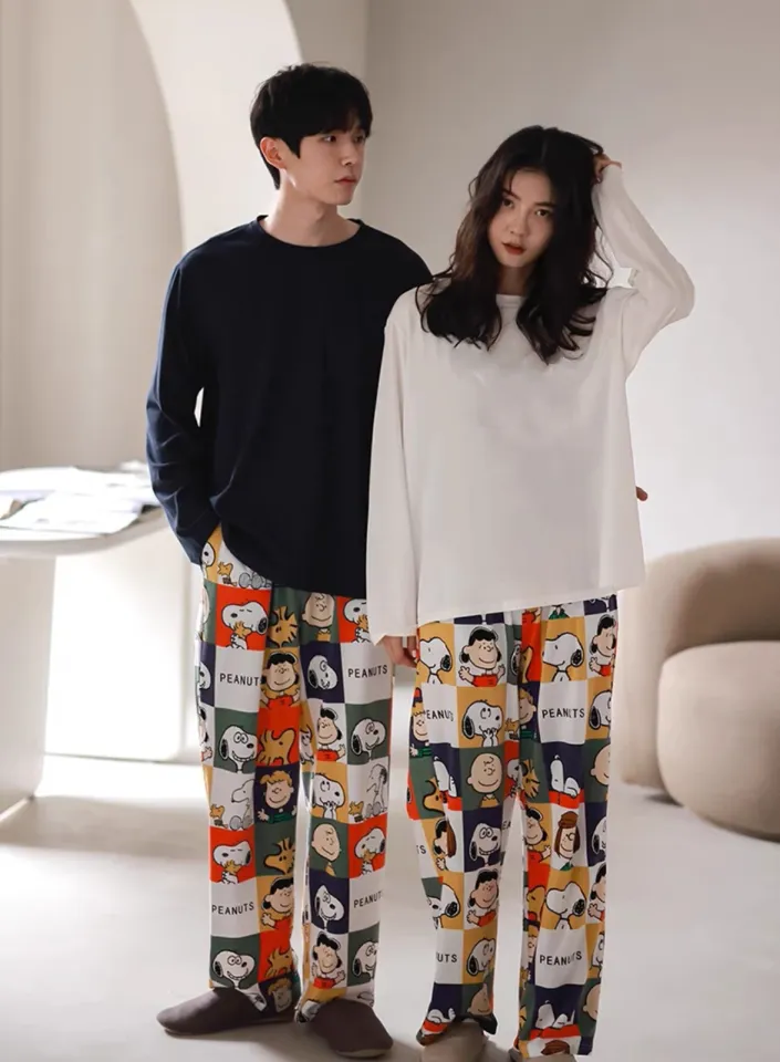 【CRAZY PANDA】2PCS Cartoon Couple Pajama Pants Men and Women Soft Cotton  Pants Home Pajamas Pants