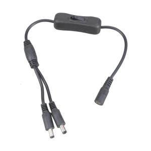5.5x2.1mm DC5521 Y Splitter Power Cable with On/Off Switcher for Security Camera and LED Light 37CM