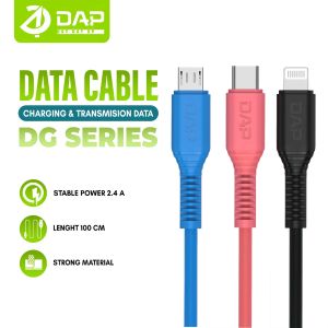 DAP DG Series Kabel Data Type-C Micro & Lightning USB Port 100cm Fast Charging 2.4A Garansi 1 Tahun