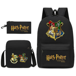 LZD  Self-Built Station Film and evision Harry Potter Printed Backpack for Casual Students 3 Set