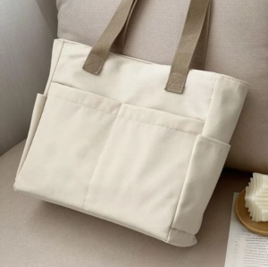 【Local Seller】Solid Color Handbags Women Canvas Tote Bags Fashion High Quality Leisure Travel Messenger Bags Student Schoolbags Nylon Bag Beg Wanita