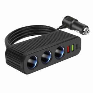 Car Chargers Adapter 3 Socket Splitter with Safety Features 3 Way Car Power Outlet Adapter Upgrades for Multiple Devices